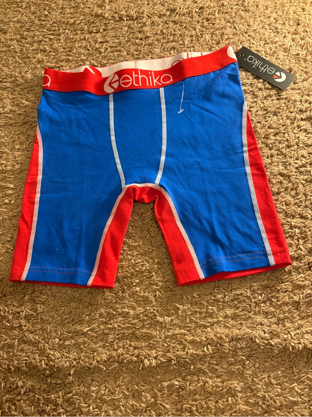 ethika Boys Blue and Red Swim Trunks